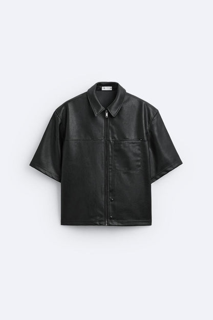 FADED LEATHER EFFECT OVERSHIRT