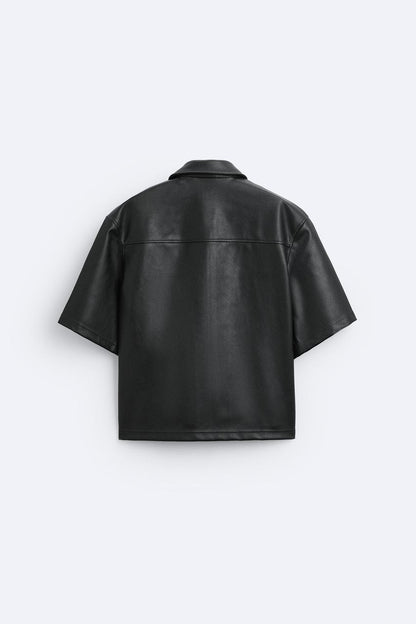 FADED LEATHER EFFECT OVERSHIRT