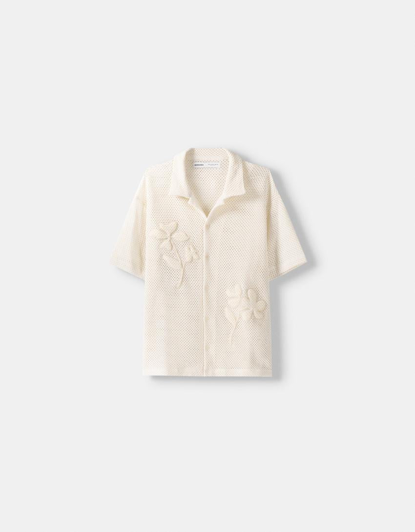 TEXTURED OPENWORK SHORT SLEEVE SHIRT