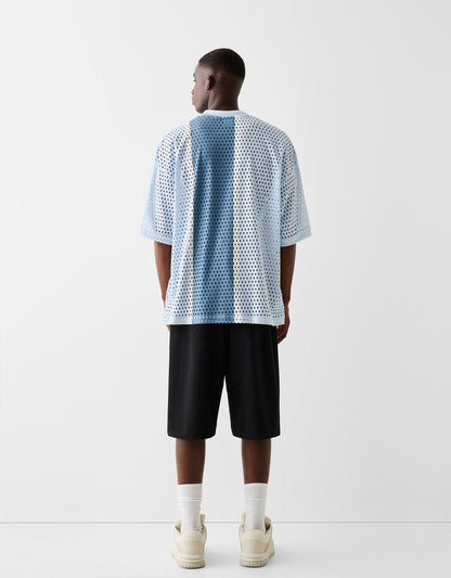 SHORT SLEEVE OVERSIZE SPORTS MESH T-SHIRT