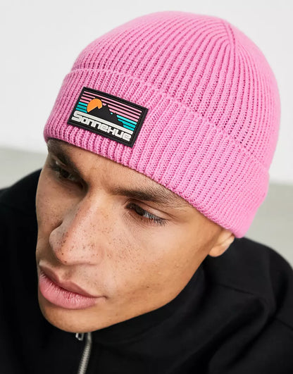 FISHERMAN RIBBED BEANIE WITH RUBBER LOGO