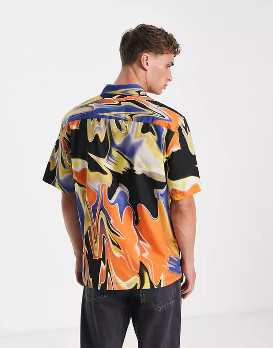 SHORT SLEEVE REGULAR MARBLE PRINT SHIRT