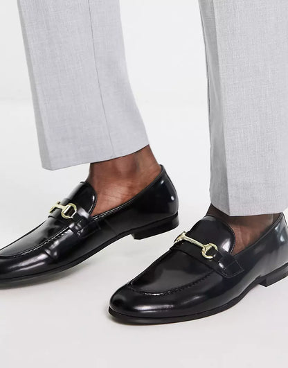 TERRY SNAFFLE LOAFERS IN BLACK LEATHER