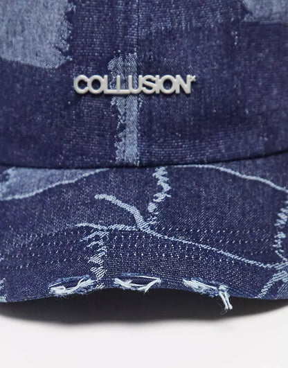 UNISEX PATCHWORK DISTRESSED DENIM CAP