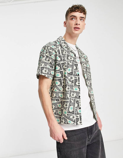 MAKO DOLLAR CO-ORD SHORT SLEEVE REVERE COLLARED SHIRT WITH ALL OVER PRINT