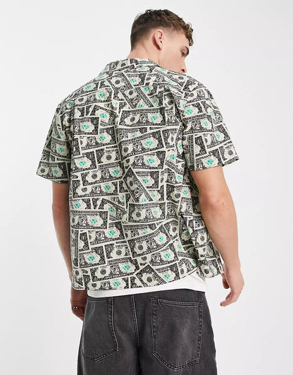 MAKO DOLLAR CO-ORD SHORT SLEEVE REVERE COLLARED SHIRT WITH ALL OVER PRINT