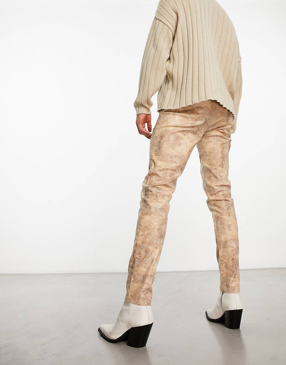 LOW RISE SKINNY TROUSERS IN SNAKE PRINT