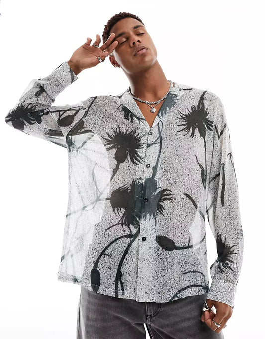 BOXY OVERSIZED REVERE SHIRT IN MONEY PRINT