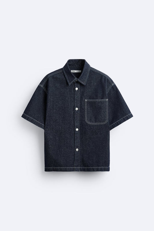 TOPSTITCHED DENIM SHIRT ji