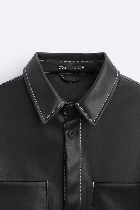 FAUX LEATHER OVERSHIRT