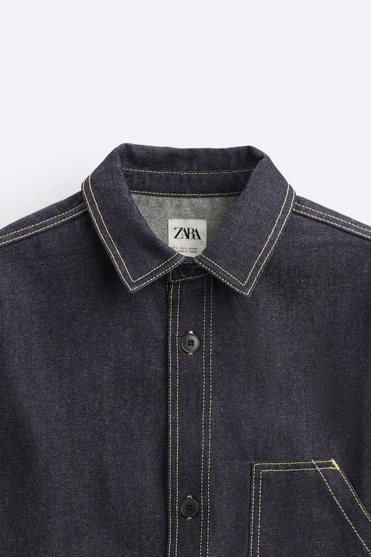 TOPSTITCHED DENIM SHIRT