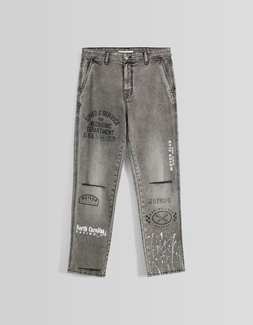 COTTON TROUSERS WITH PAINT SPLATTER PRINT