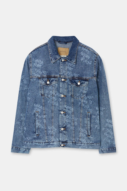 DENIM SLOGAN JACKET