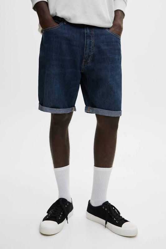 DENIM BERMUDA SHORTS WITH TURN-UP HEMS