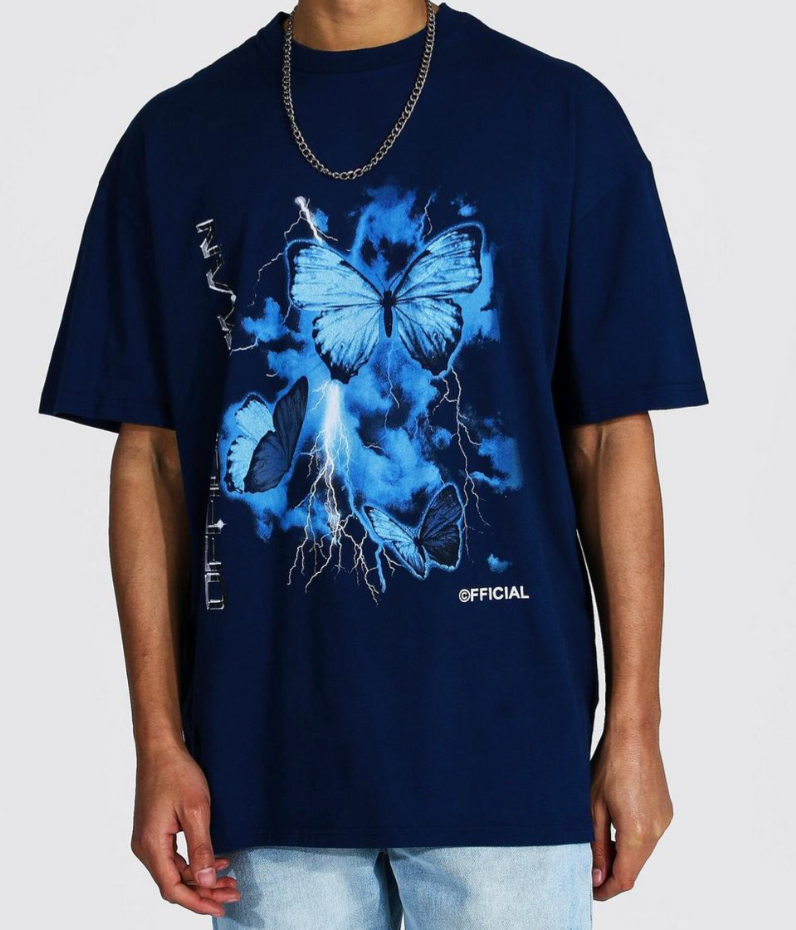 TALL OVERSIZED CREW NECK BUTTERFLY T-SHIRT