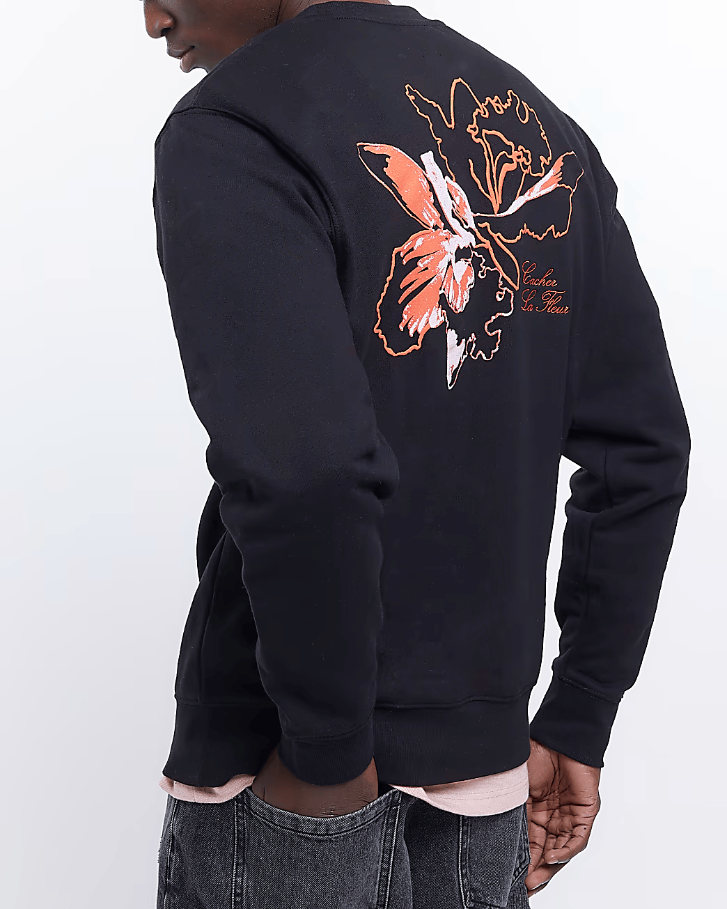 Black floral outlet sweatshirt