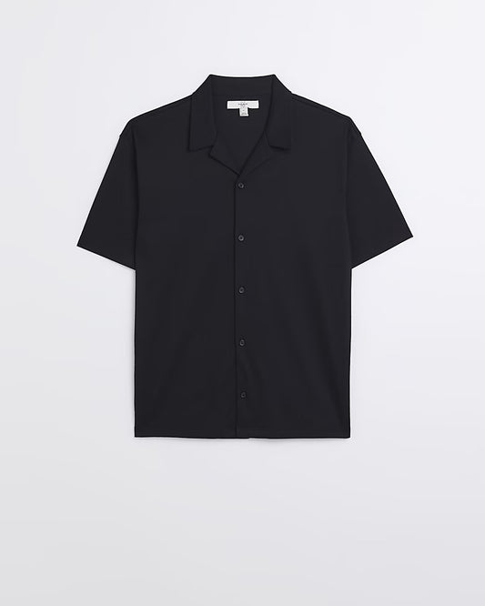 BLACK REGULAR FIT JERSEY REVERE SHIRT