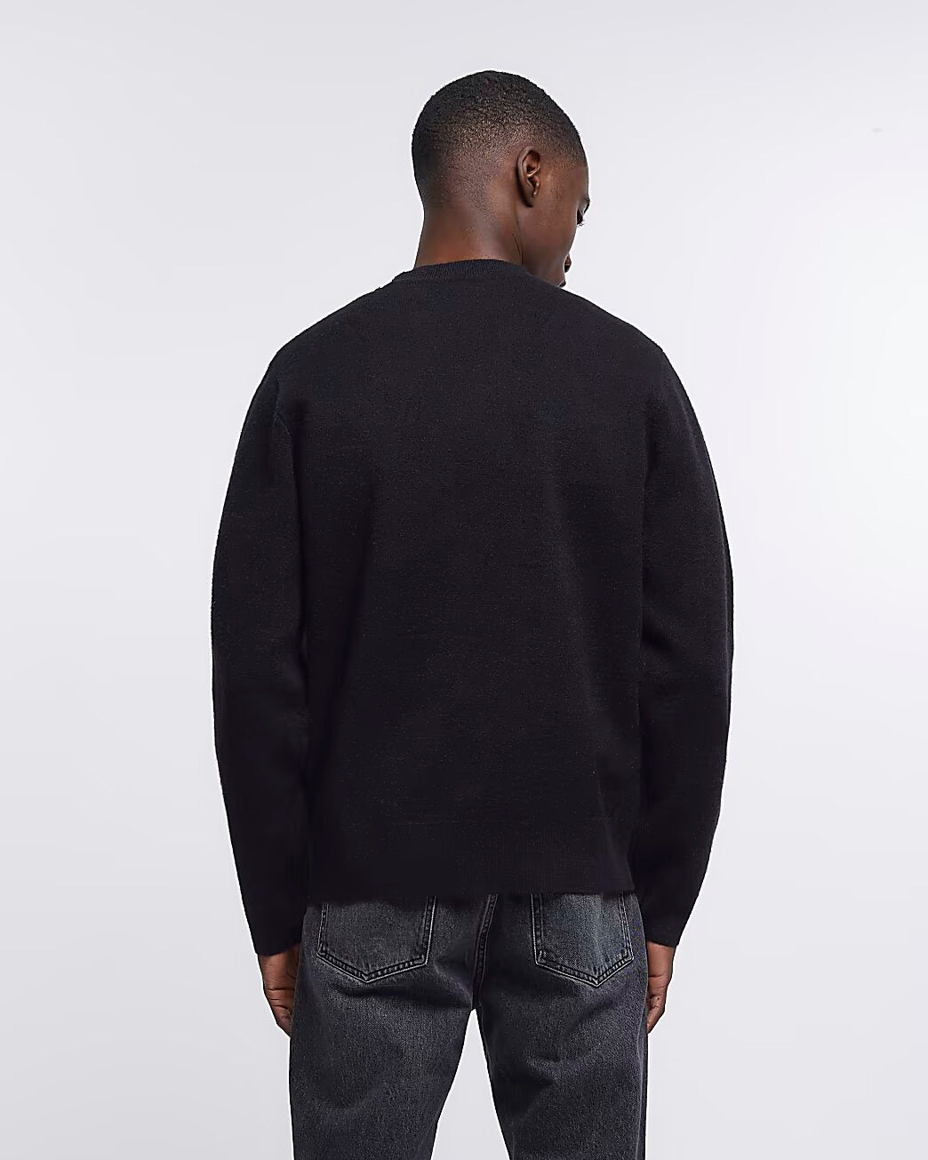 BLACK REGULAR FIT LANDSCAPE PRINT JUMPER