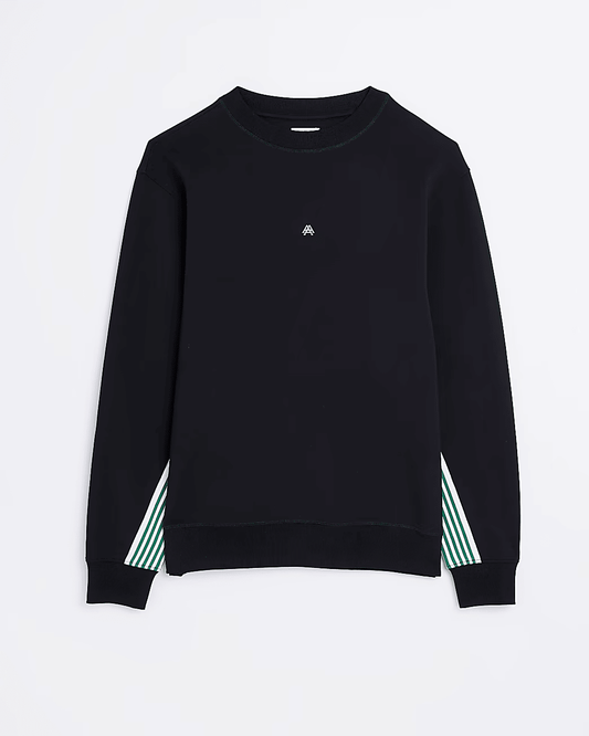 BLACK REGULAR FIT TAPED SWEATSHIRT