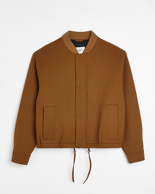 RUST OVERSIZED FIT PONTE BOMBER JACKET