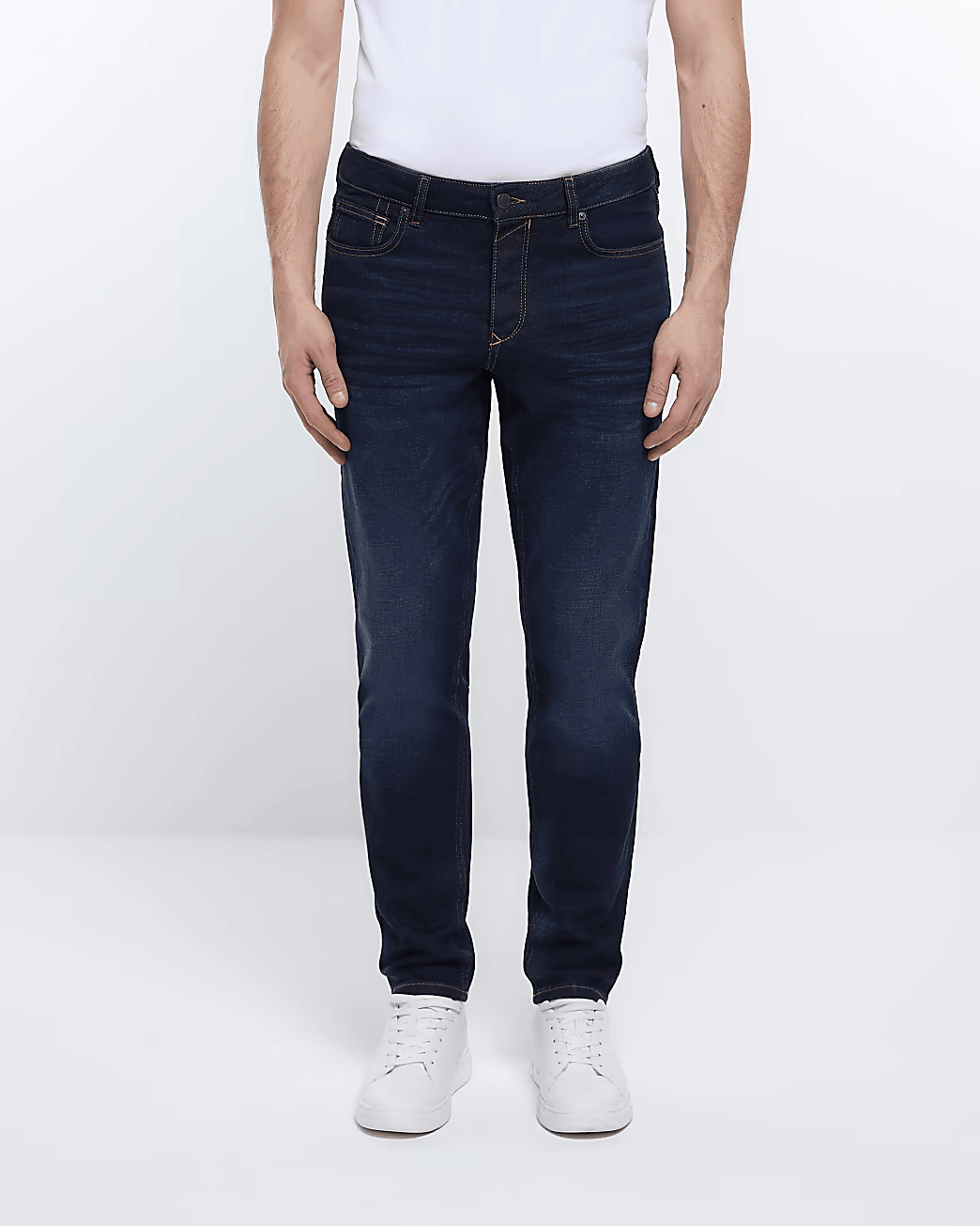 DARK BLUE SLIM FIT FADED JEANS