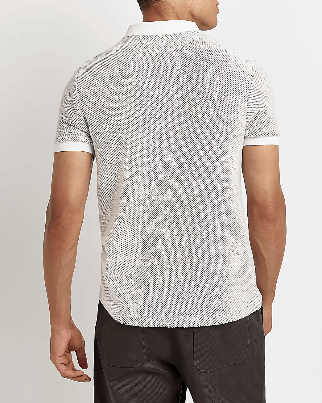 ECRU SLIM FIT TEXTURED POLO SHIRT