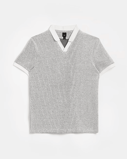 ECRU SLIM FIT TEXTURED POLO SHIRT