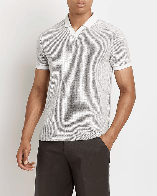 ECRU SLIM FIT TEXTURED POLO SHIRT