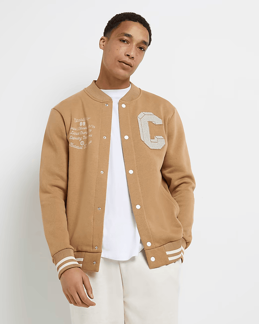 STONE REGULAR FIT VARSITY BOMBER JACKET