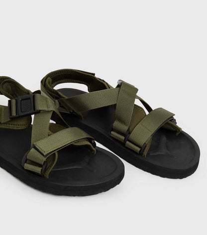 KHAKI WEBBED STRAP TECHNICAL SANDALS