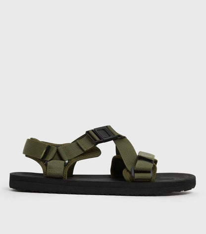 KHAKI WEBBED STRAP TECHNICAL SANDALS