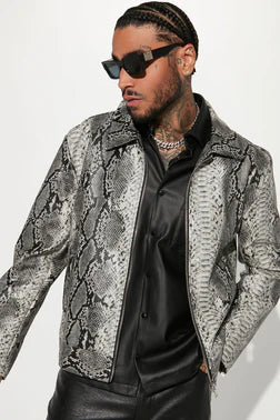 ITS A VIBE FAUX LEATHER SNAKE SKIN JACKET