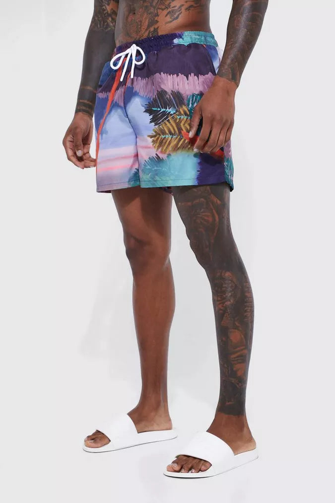 SHORT LENGTH ABSTRACT SWIM SHORTS