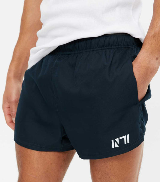 NAVY REFLECTIVE LOGO TRAINING SHORTS