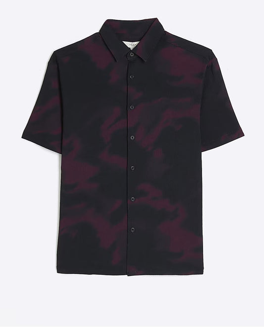 PURPLE REGULAR FIT TEXTURED PRINTED SHIRT