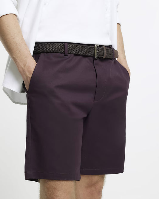 REGULAR FIT BELTED CHINO SHORTS