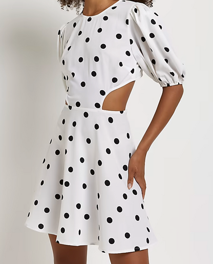 POLKA DOT CUT OUT MINI DRESS