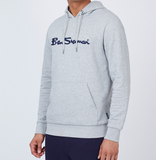 APPLIQUE LOGO HOODIE - GREY MARL