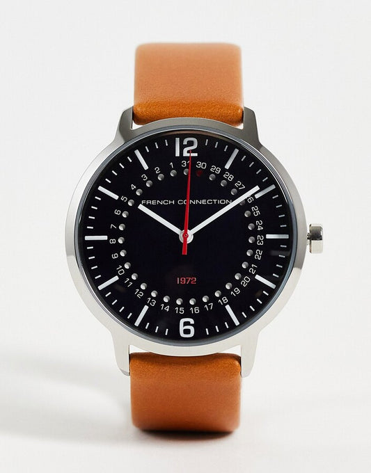 REAL LEATHER STRAP WATCH IN TAN BROWN